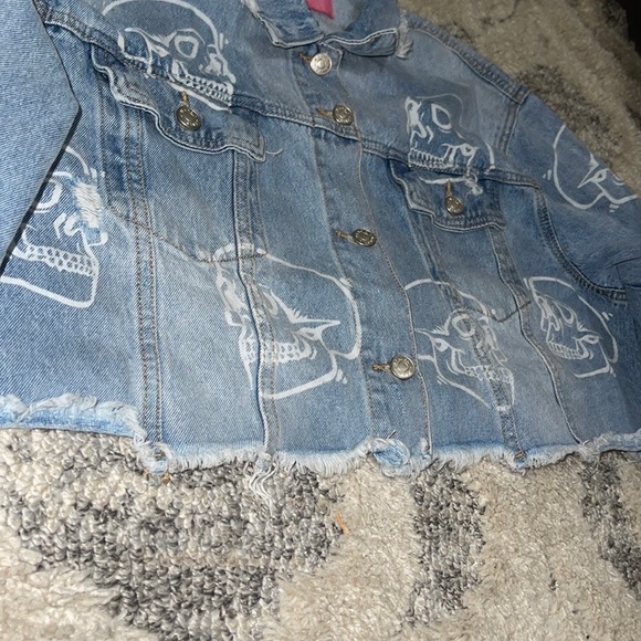 One Eight Azalea Wang Skull monogram denim Jacket - Picture 9 of 14